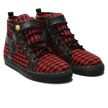 Red Classic Houndstooth High_Tops for Women (discontinued)