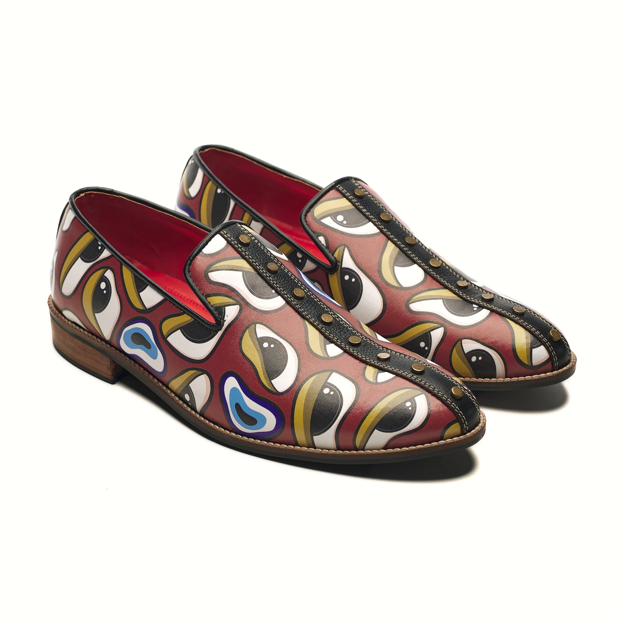 ‘Nazar’ Striped Slip-on Men – Crimson