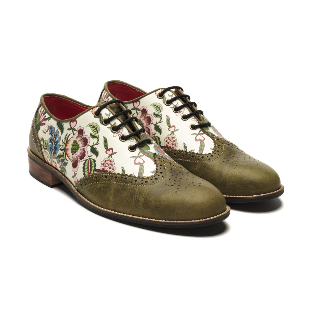  Bageecha Brogues Men – Olive