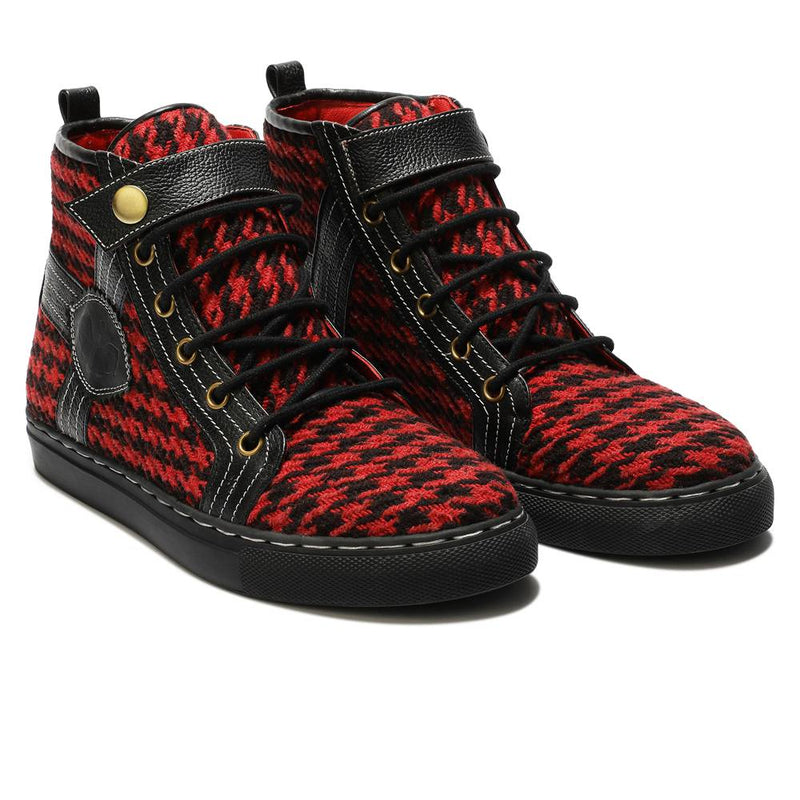  Red Classic Houndstooth High_Tops for Women (discontinued)