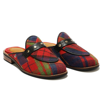 Red Tartans Mule_ For Women (discontinued) Banjaaran Studio